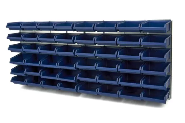 Raaco 181204 Stapelboxen + Wandregal 48-teiliges Set , Sichtlagerkästen - Stahl - 1040 x 440 mm – Bild 3