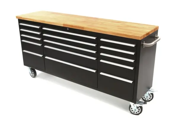 HBM Werkzeugwagen mit Holzplatte, mobile Werkbank - 182 cm - schwarz HBM Werkzeugwagen mit Holzplatte, mobile Werkbank - 182 cm - schwarz