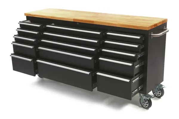 HBM Werkzeugwagen mit Holzplatte, mobile Werkbank - 182 cm - schwarz – Bild 2 HBM Werkzeugwagen mit Holzplatte, mobile Werkbank - 182 cm - schwarz – Bild 2