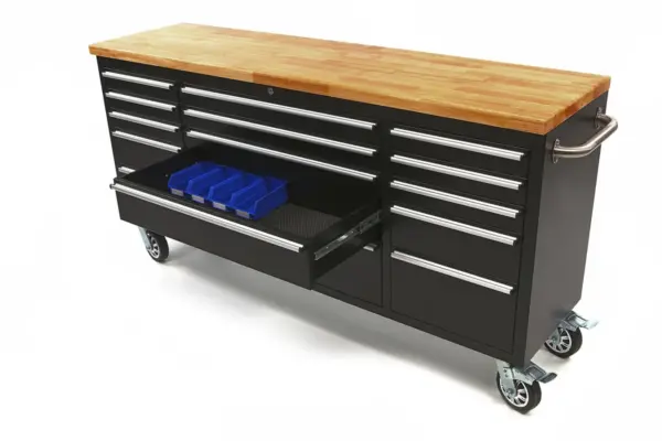 HBM Werkzeugwagen mit Holzplatte, mobile Werkbank - 182 cm - schwarz – Bild 3 HBM Werkzeugwagen mit Holzplatte, mobile Werkbank - 182 cm - schwarz – Bild 3