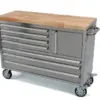 HBM Werkzeugwagen mit Holzarbeitsplatte, 122 cm, Edelstahl