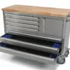 HBM Werkzeugwagen mit Holzarbeitsplatte, 122 cm, Edelstahl – Bild 2