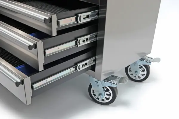 HBM Werkzeugwagen mit Holzarbeitsplatte, 122 cm, Edelstahl – Bild 4