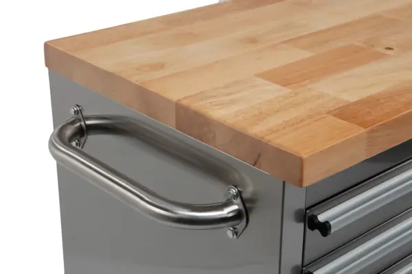 HBM Werkzeugwagen mit Holzarbeitsplatte, 122 cm, Edelstahl – Bild 5