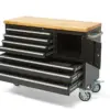 HBM mobiler Werkzeugwagen mit Holzarbeitsplatte, 122 cm, schwarz – Bild 3