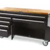 HBM mobiler Werkzeugwagen mit Holzarbeitsplatte, 152 cm, schwarz – Bild 2