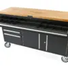 HBM mobiler Werkzeugwagen mit Holzarbeitsplatte, 152 cm, schwarz – Bild 3