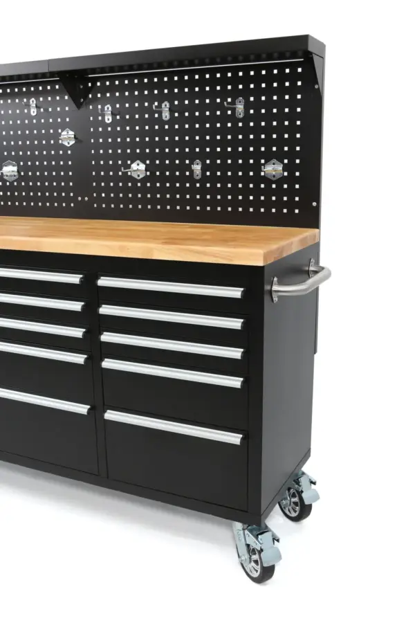 HBM Werkzeugwagen, Holzwerkbank mit Rückwand 215 cm – Bild 2