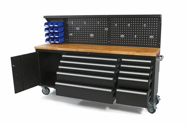 HBM Werkzeugwagen, Holzwerkbank mit Rückwand 215 cm – Bild 3