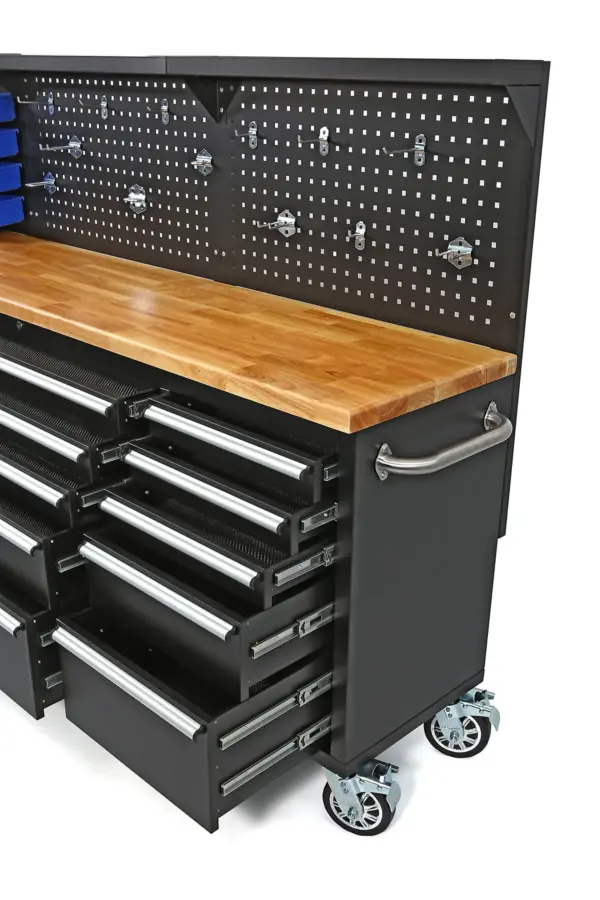 HBM Werkzeugwagen, Holzwerkbank mit Rückwand 215 cm – Bild 5