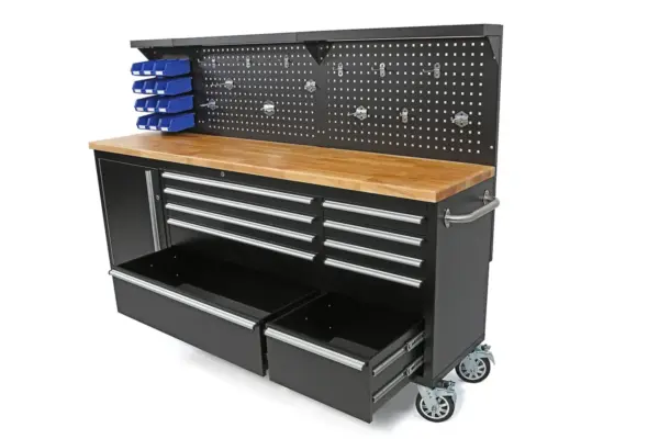 HBM Werkzeugwagen, Holzwerkbank mit Rückwand 215 cm – Bild 7