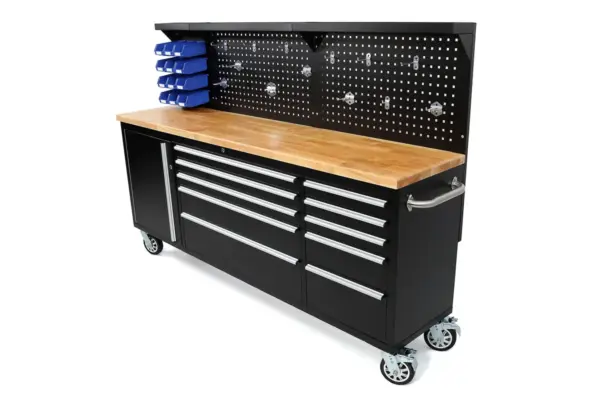 HBM Werkzeugwagen, Holzwerkbank mit Rückwand 215 cm – Bild 8