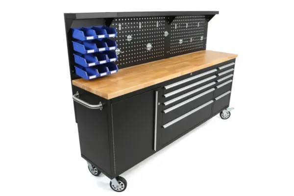 HBM Werkzeugwagen, Holzwerkbank mit Rückwand 215 cm – Bild 9