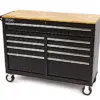 HBM mobiler Werkzeugwagen mit Holzarbeitsplatte - 117 cm - schwarz
