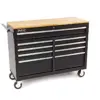 HBM mobiler Werkzeugwagen mit Holzarbeitsplatte - 117 cm - schwarz – Bild 2