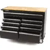 HBM mobiler Werkzeugwagen mit Holzarbeitsplatte - 117 cm - schwarz – Bild 3