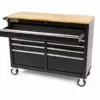 HBM mobiler Werkzeugwagen mit Holzarbeitsplatte - 117 cm - schwarz – Bild 5