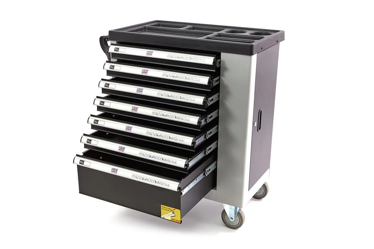 HBM Luxus-Werkzeugwagen mit 7 Schubladen, 77 cm, grau