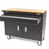 HBM Profi fahrbarer Werkzeugwagen Werkbank, 117 cm, schwarz – Bild 2