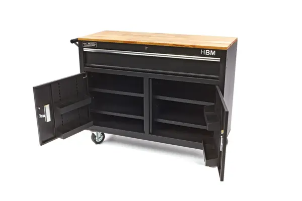 HBM Profi fahrbarer Werkzeugwagen Werkbank, 117 cm, schwarz – Bild 3