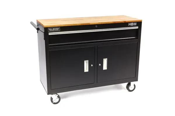 HBM Profi fahrbarer Werkzeugwagen Werkbank, 117 cm, schwarz – Bild 4