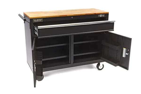HBM Profi fahrbarer Werkzeugwagen Werkbank, 117 cm, schwarz – Bild 5