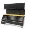 HBM Werkbank 182 cm mit 15 Schubladen, Schrankwand und Rückwand, Holzarbeitsplatte, schwarz – Bild 4