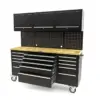 HBM Werkbank 182 cm mit 15 Schubladen, Schrankwand und Rückwand, Holzarbeitsplatte, schwarz – Bild 5