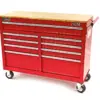 HBM Werkzeugwagen mit Holzarbeitsplatte, 117 cm, rot