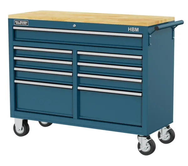 HBM Werkzeugwagen mit Holzarbeitsplatte - 117 cm - Blau HBM Werkzeugwagen mit Holzarbeitsplatte - 117 cm - Blau