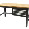 HBM Werkbank 155 cm mit 5 Schubladen, Holzarbeitsplatte, schwarz