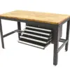 HBM Werkbank 155 cm mit 5 Schubladen, Holzarbeitsplatte, schwarz – Bild 2