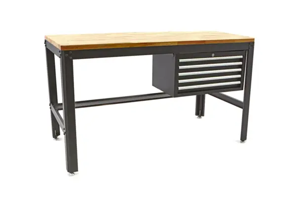 HBM Werkbank 155 cm mit 5 Schubladen, Holzarbeitsplatte, schwarz – Bild 6