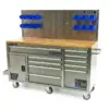 HBM Werkbank 158 cm mit 10 Schubladen, Tür und Rückwand, Edelstahl