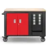 HBM fahrbare Werkbank mit Holzplatte und 10 Schubladen, rot-schwarz – Bild 2