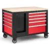 HBM fahrbare Werkbank mit Holzplatte und 10 Schubladen, rot-schwarz – Bild 4