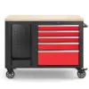 HBM fahrbare Werkbank mit Holzplatte und 10 Schubladen, rot-schwarz – Bild 5