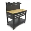 HBM Werkbank 115 cm mit 3 Schubladen, Holzarbeitsplatte und Rückwand, schwarz – Bild 4