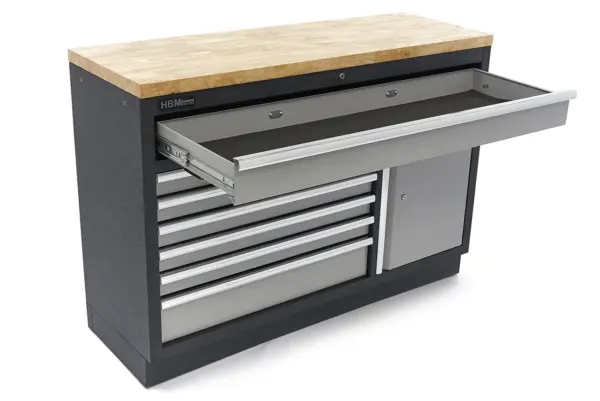 HBM 7 Schubladen 136 Cm. Professioneller Werkzeugschrank, Werkbank mit Tür für Werkstattausrüstung – Bild 11