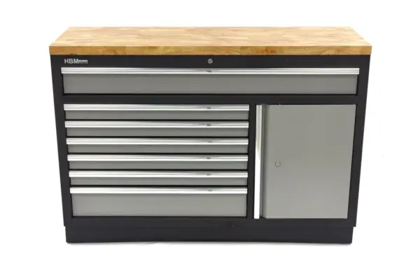 HBM 7 Schubladen 136 Cm. Professioneller Werkzeugschrank, Werkbank mit Tür für Werkstattausrüstung – Bild 2