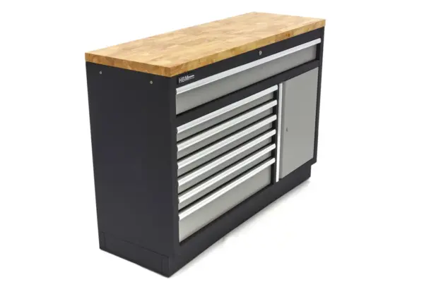 HBM 7 Schubladen 136 Cm. Professioneller Werkzeugschrank, Werkbank mit Tür für Werkstattausrüstung – Bild 4