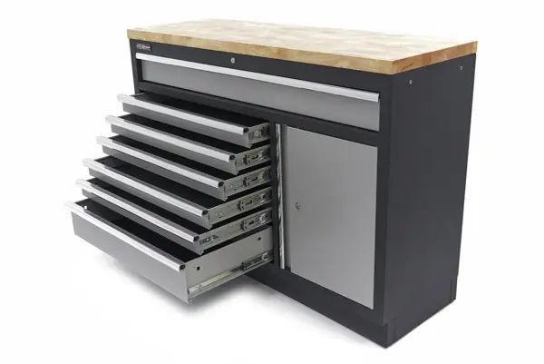 HBM 7 Schubladen 136 Cm. Professioneller Werkzeugschrank, Werkbank mit Tür für Werkstattausrüstung – Bild 8