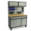HBM fahrbare Werkbank 136 cm mit 7 Schubladen, Tür und Schrankwand, inklusive Zubehör, grau – Bild 2
