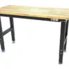 HBM höhenverstellbare Werkbank 122 cm, massive Holzarbeitsplatte, schwarz
