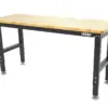 HBM höhenverstellbare Werkbank 152 cm, massive Holzarbeitsplatte, schwarz