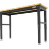 HBM höhenverstellbare Werkbank 152 cm, massive Holzarbeitsplatte, schwarz – Bild 3