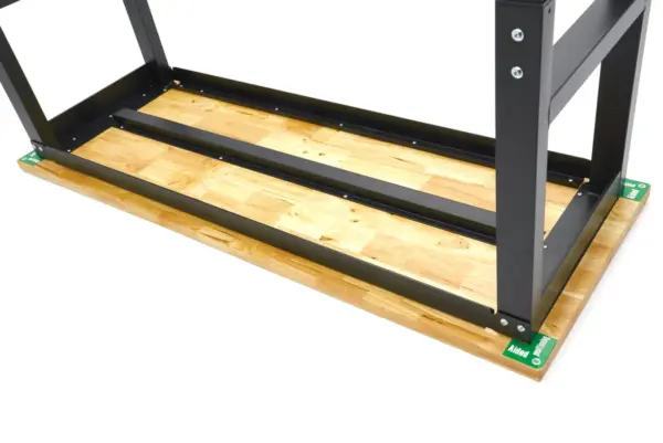 HBM höhenverstellbare Werkbank 152 cm, massive Holzarbeitsplatte, schwarz – Bild 5