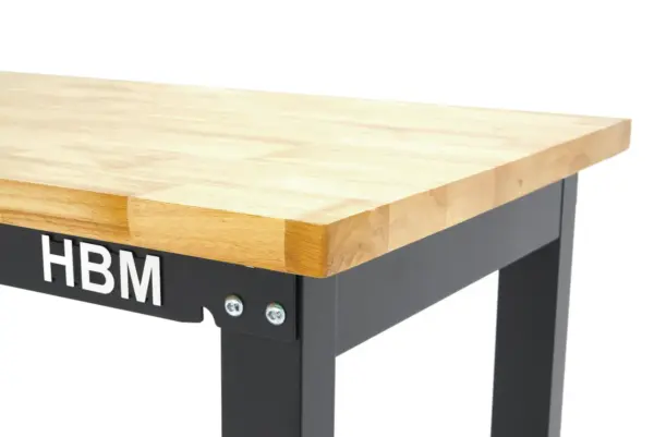 HBM höhenverstellbare Werkbank 152 cm, massive Holzarbeitsplatte, schwarz – Bild 7