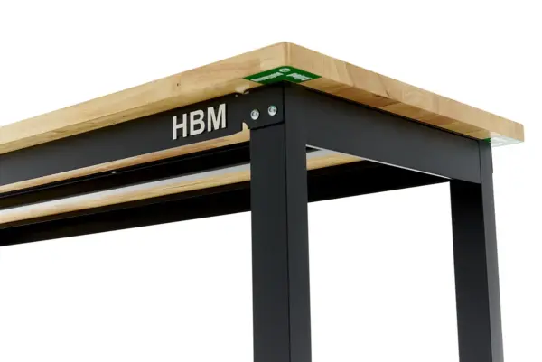 HBM höhenverstellbare Werkbank 182 cm, massive Holzarbeitsplatte, schwarz – Bild 5