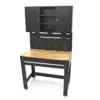 HBM Werkbank 115 cm mit großer Schublade, Schrankwand und Rückwand, schwarz